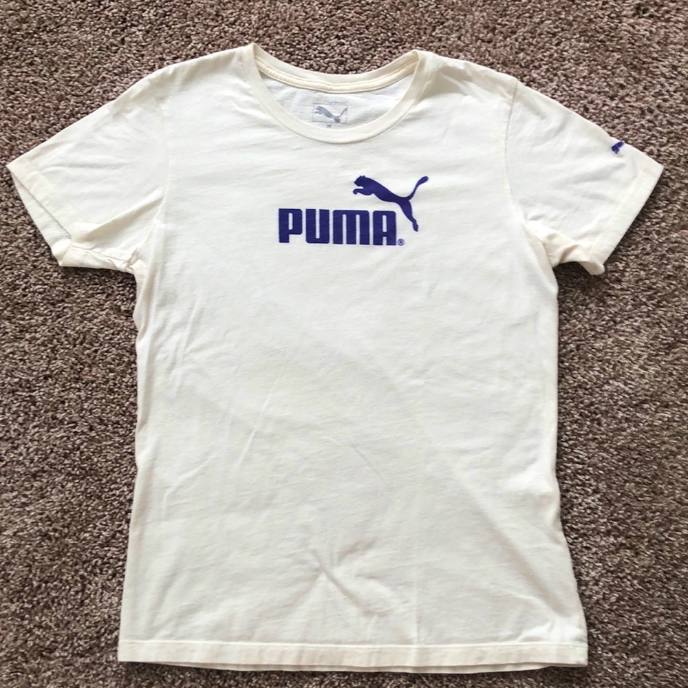 Puma Cotton T-Shirt with Logo (Cream/Purple)